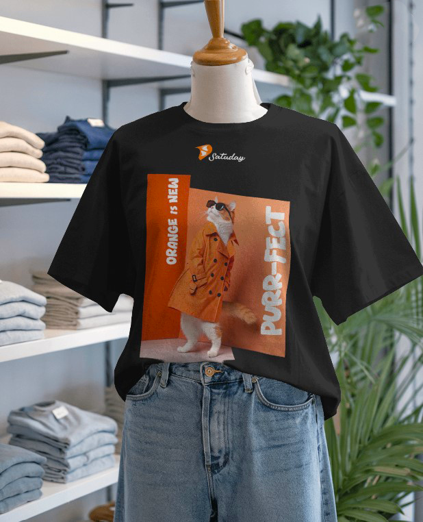 Orange PURR-FECT Oversized Tee